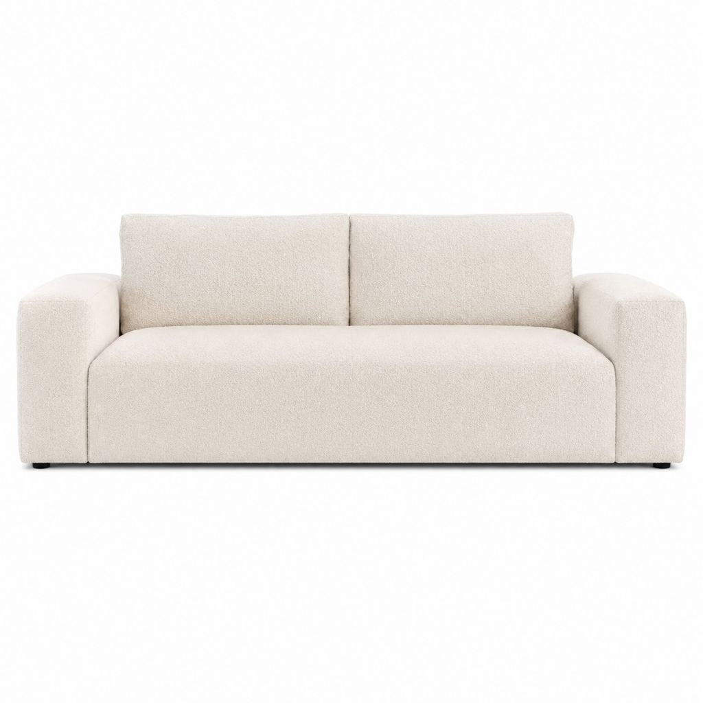 2-Sitzer Sofa Cremeweiß mit Polyester-Bouclé-Bezug 200 x 90 x 75 cm