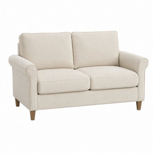 2-Sitzer Sofa Beige Polyester Rechteckig 140 x 85 x 88 cm