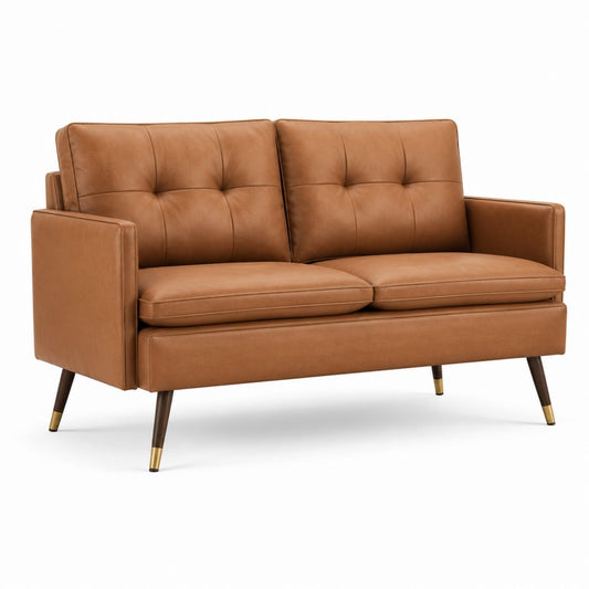 2-Sitzer Sofa Cognac PU-Kunstleder rechteckig 160 x 85 x 86 cm