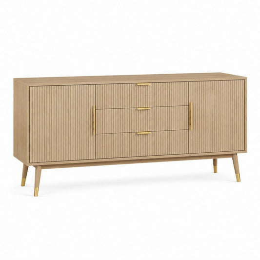TV-Sideboard Eiche furniert rechteckig mit 2 Türen und 3 Schubladen 160 x 40 x 78 cm