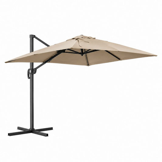 Ampelschirm Sonnenschirm Beige Polyester quadratisch 300 x 300 cm mit schwarzem Stahlgestell Höhe 245 cm