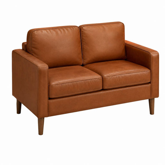 2-Sitzer Sofa Cognacbraun PU-Kunstleder Rechteckig 140 x 82 x 84 cm