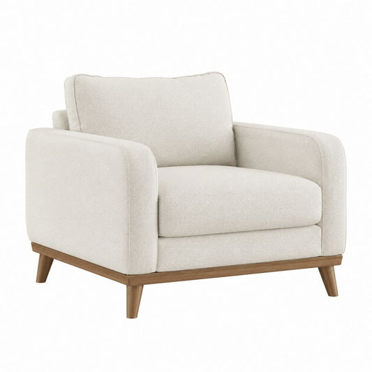 Wohnzimmersessel Creme Polyester Massivholzgestell 100 x 85 x 82 cm