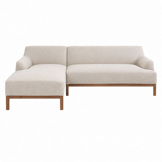 Ecksofa mit linker Recamiere Beige Polyester Gummibaum-Massivholz 220 x 150 x 82 cm