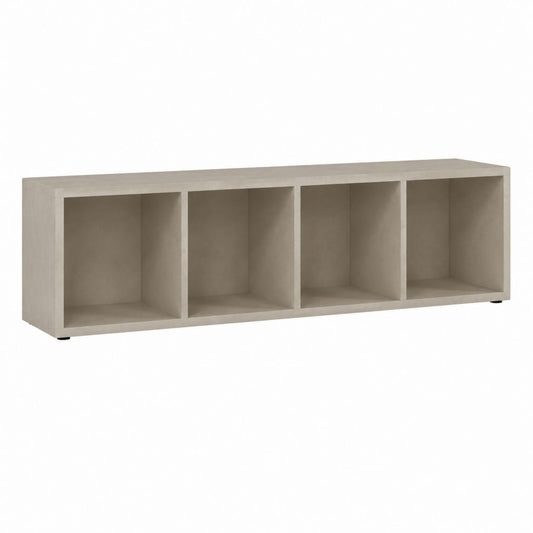 TV-Lowboard Betongrau aus melaminbeschichteter Spanplatte rechteckig mit 4 offenen Fächern 160 x 40 x 50 cm