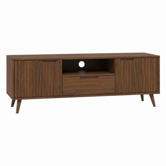 TV-Lowboard Walnussbraun MDF mit Walnussfurnier Rechteckig 160 x 40 x 60 cm