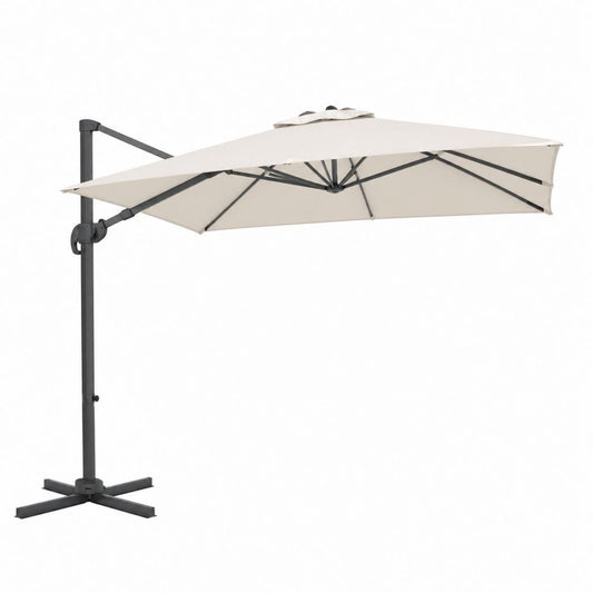 Ampelschirm Creme Polyester Stahl quadratisch 300 x 300 cm