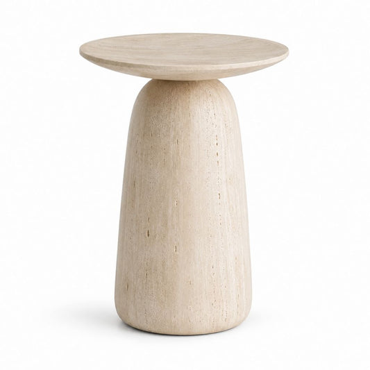 Beistelltisch Travertin Beige Rund Ø 45 cm Höhe 50 cm