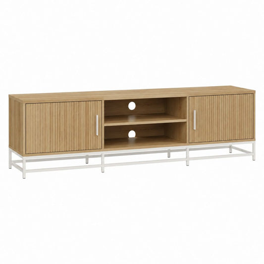 TV Lowboard Eichenoptik MDF Rechteckig mit 2 Türen und offenen Fächern 180 x 40 x 60 cm