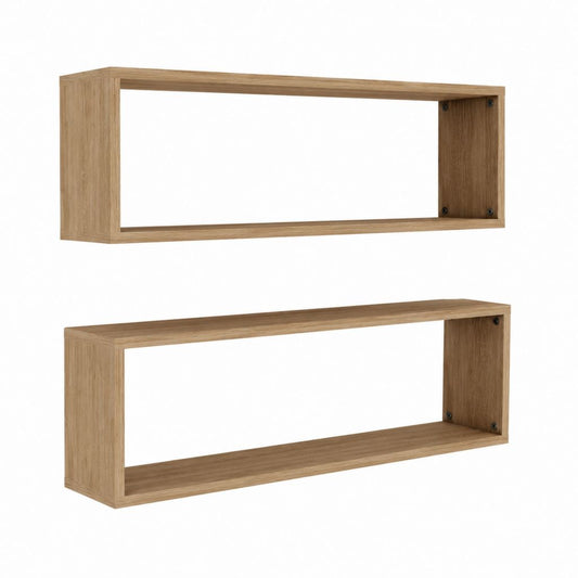 2er Set Wandregale Eiche Dekor Spanplatte Rechteckig 60 x 15 x 20 cm