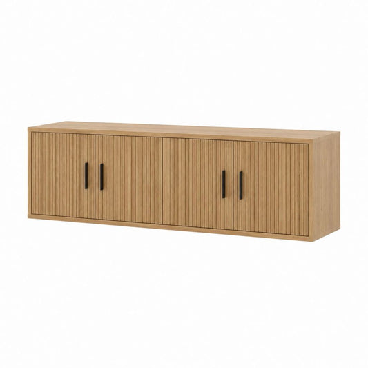 TV-Lowboard Eiche furniert rechteckig mit 4 Türen 160 x 40 x 55 cm