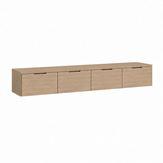 Hängendes Lowboard Eiche Dekor Spanplatte rechteckig mit 4 Klappen 240 x 40 x 35 cm