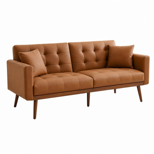 3-Sitzer Sofa Cognac PU-Kunstleder rechteckig 200 x 85 x 85 cm